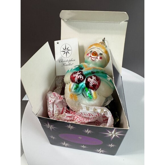 Christopher Radko Rollin O Reilly Snowman Ornament 2003 4.5" With Box - Picture 3 of 8